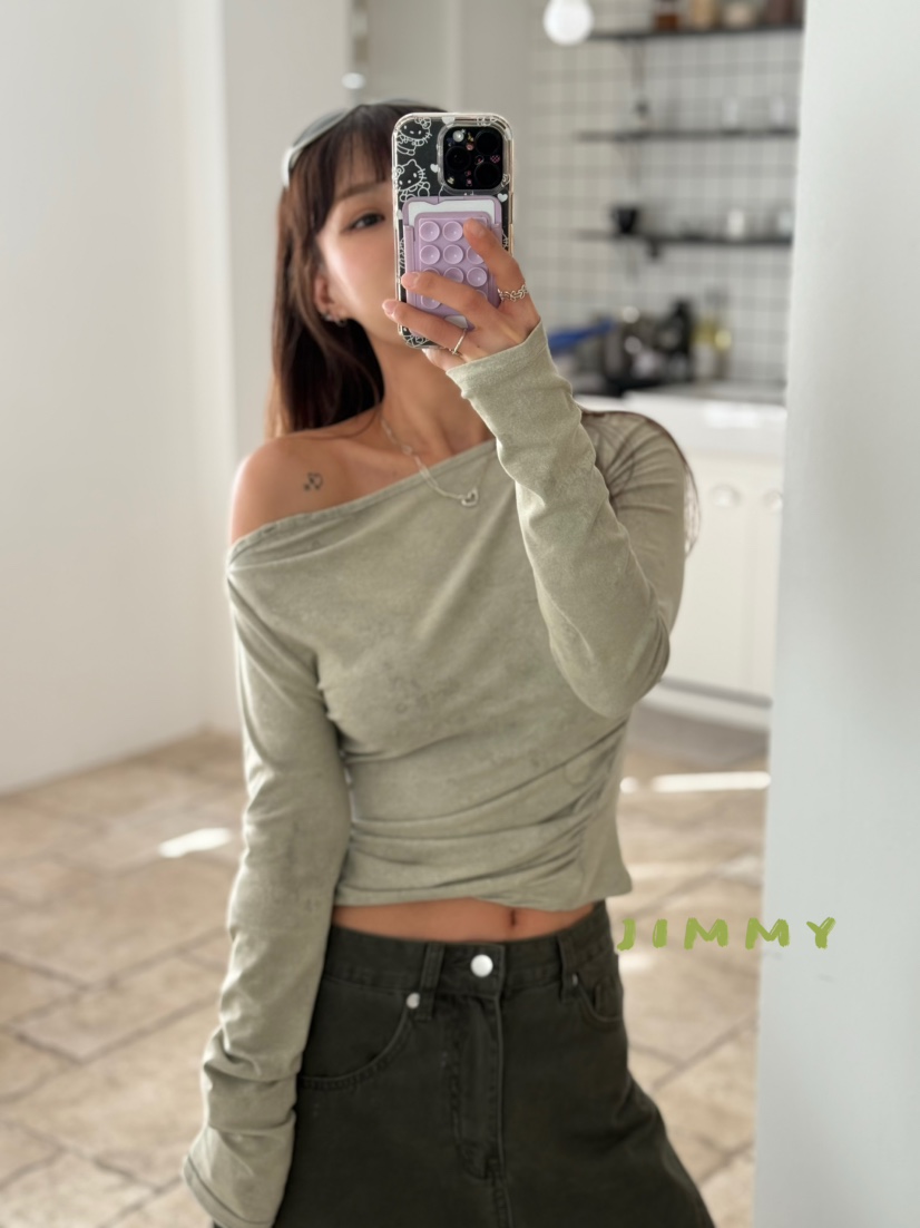 JIMMY韓國直郵女士新品休閑推薦熱賣時尚職業26春夏長袖T恤JIMMY/REMAKE長袖T恤