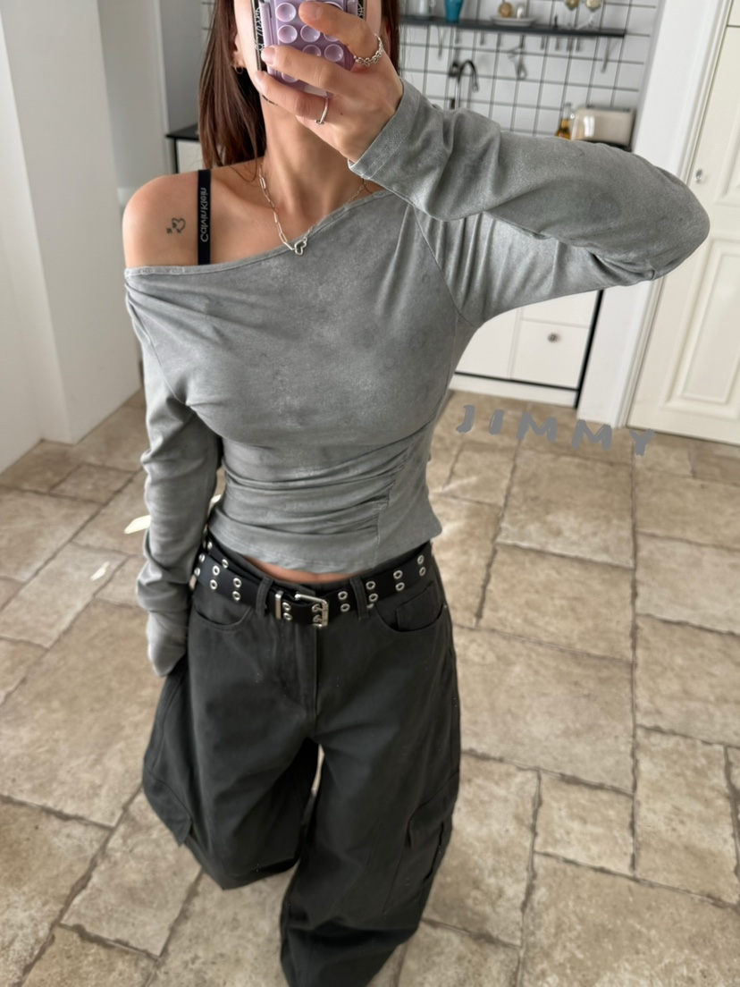 JIMMY韓國直郵女士新品休閑推薦熱賣時尚職業26春夏長袖T恤JIMMY/REMAKE長袖T恤