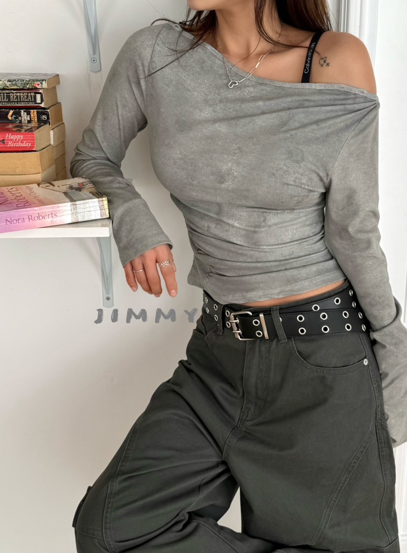 JIMMY韓國直郵女士新品休閑推薦熱賣時尚職業26春夏長袖T恤JIMMY/REMAKE長袖T恤