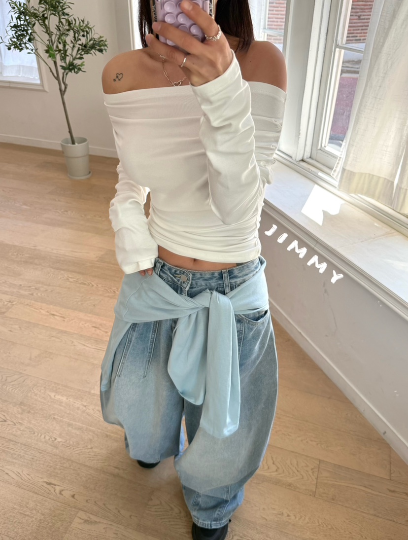 JIMMY韓國直郵女士新款26春夏推薦職業休閑時尚熱賣長袖T恤JIMMY/REMAKE長袖T恤