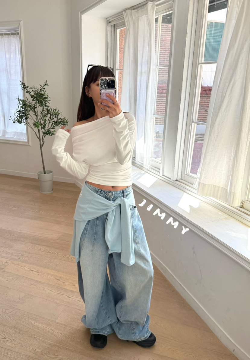 JIMMY韓國直郵女士新款26春夏推薦職業休閑時尚熱賣長袖T恤JIMMY/REMAKE長袖T恤