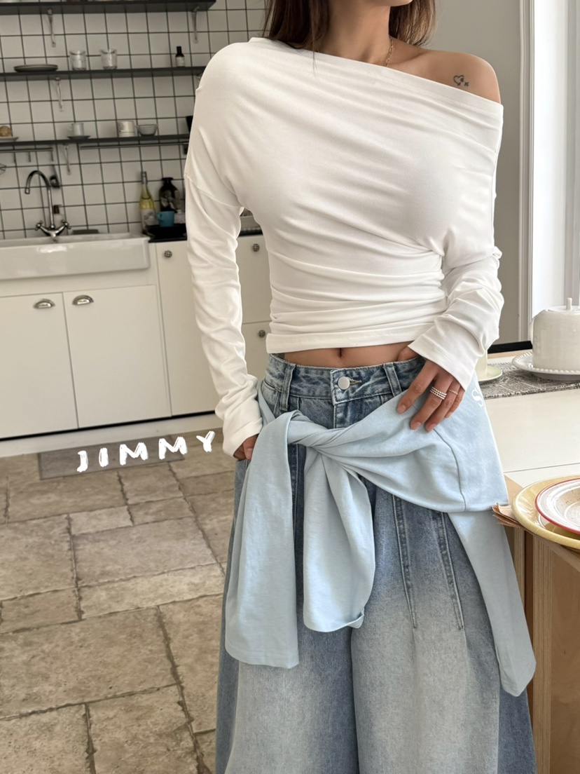 JIMMY韓國直郵女士新款26春夏推薦職業休閑時尚熱賣長袖T恤JIMMY/REMAKE長袖T恤