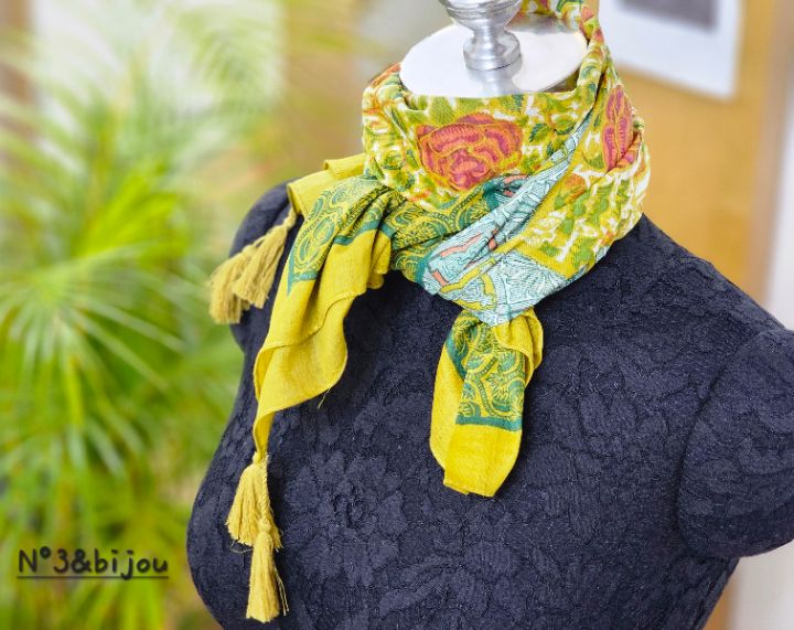 N3韓國直郵女士新款休閑職業推薦26春夏圍巾披肩花朵流蘇N3圍巾/披肩