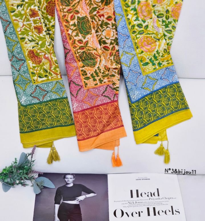 N3韓國直郵女士新款休閑職業推薦26春夏圍巾披肩花朵流蘇N3圍巾/披肩