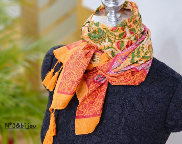 N3韓國直郵女士新款休閑職業推薦26春夏圍巾披肩花朵流蘇N3圍巾/披肩