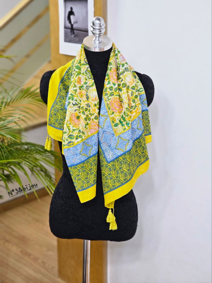 N3韓國直郵女士新款休閑職業推薦26春夏圍巾披肩花朵流蘇N3圍巾/披肩