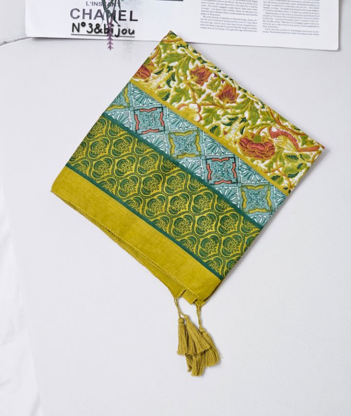 N3韓國直郵女士新款休閑職業推薦26春夏圍巾披肩花朵流蘇N3圍巾/披肩