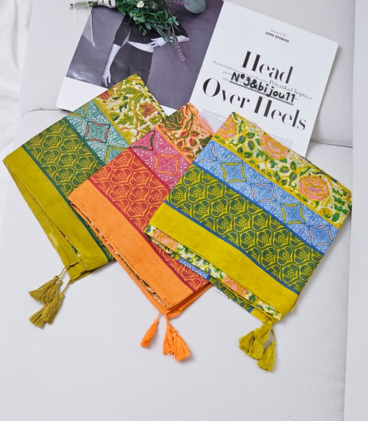 N3韓國直郵女士新款休閑職業推薦26春夏圍巾披肩花朵流蘇N3圍巾/披肩