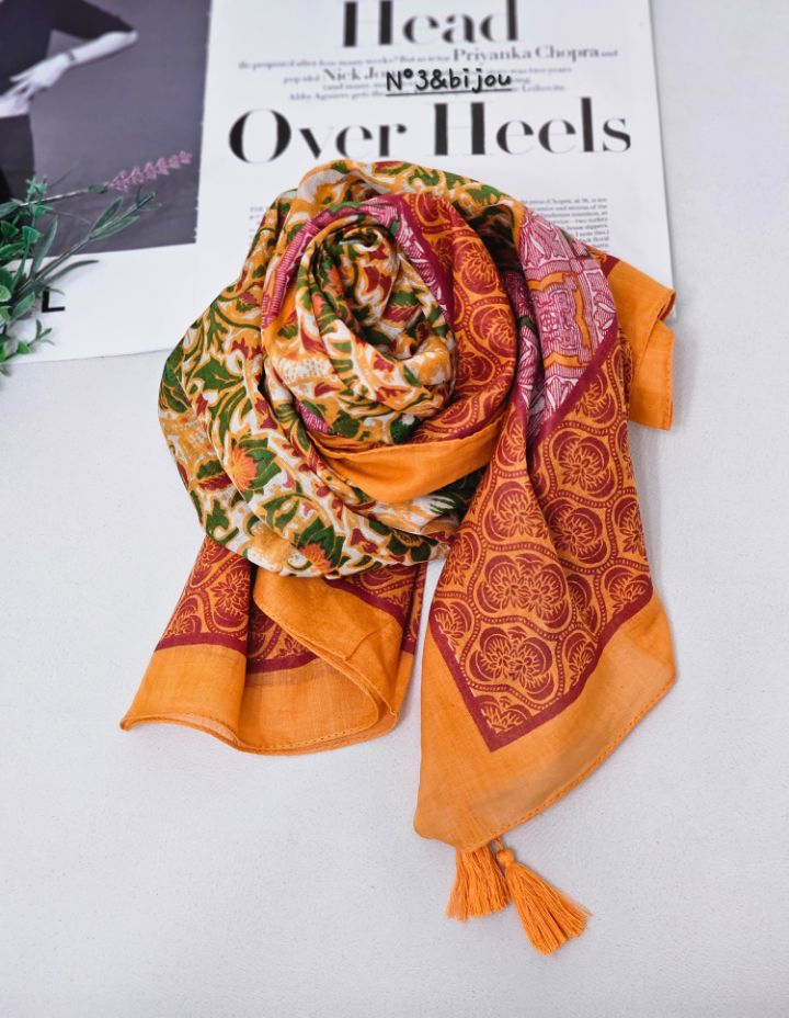 N3韓國直郵女士新款休閑職業推薦26春夏圍巾披肩花朵流蘇N3圍巾/披肩圖色1