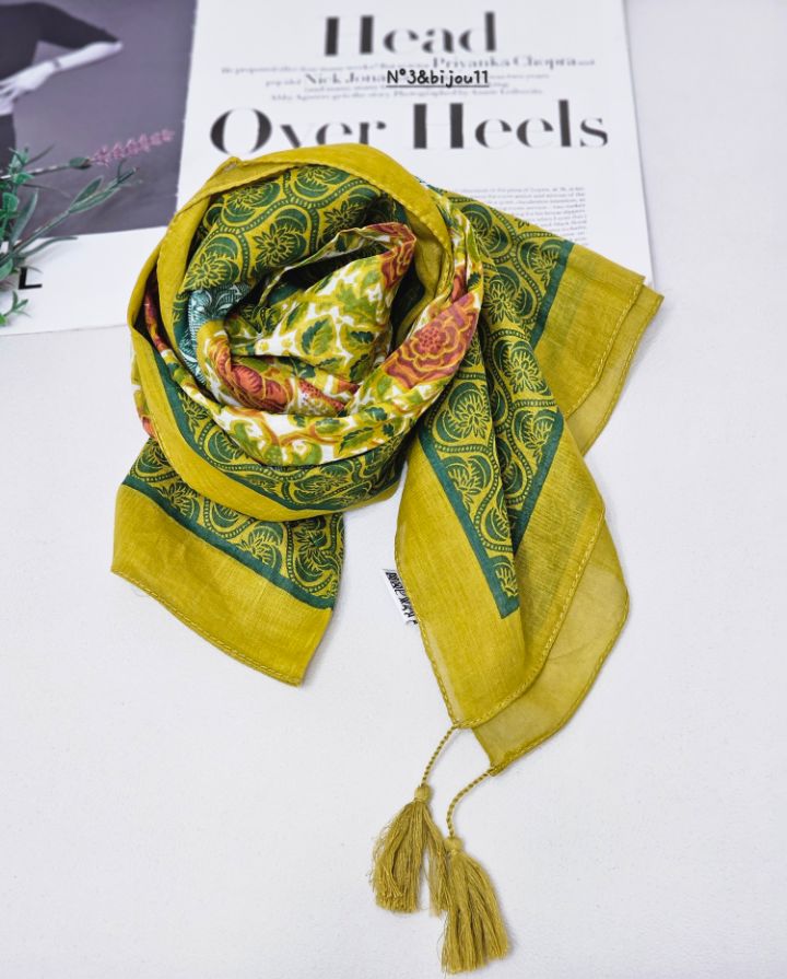 N3韓國直郵女士新款休閑職業推薦26春夏圍巾披肩花朵流蘇N3圍巾/披肩圖色3