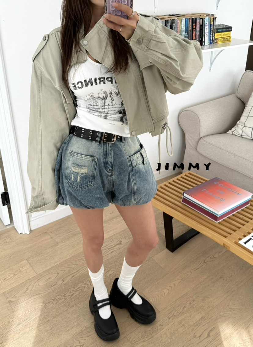 JIMMY韓國東大門直郵女裝新款時尚人氣休閑熱賣推薦夾克口袋JIMMY/REMAKE夾克