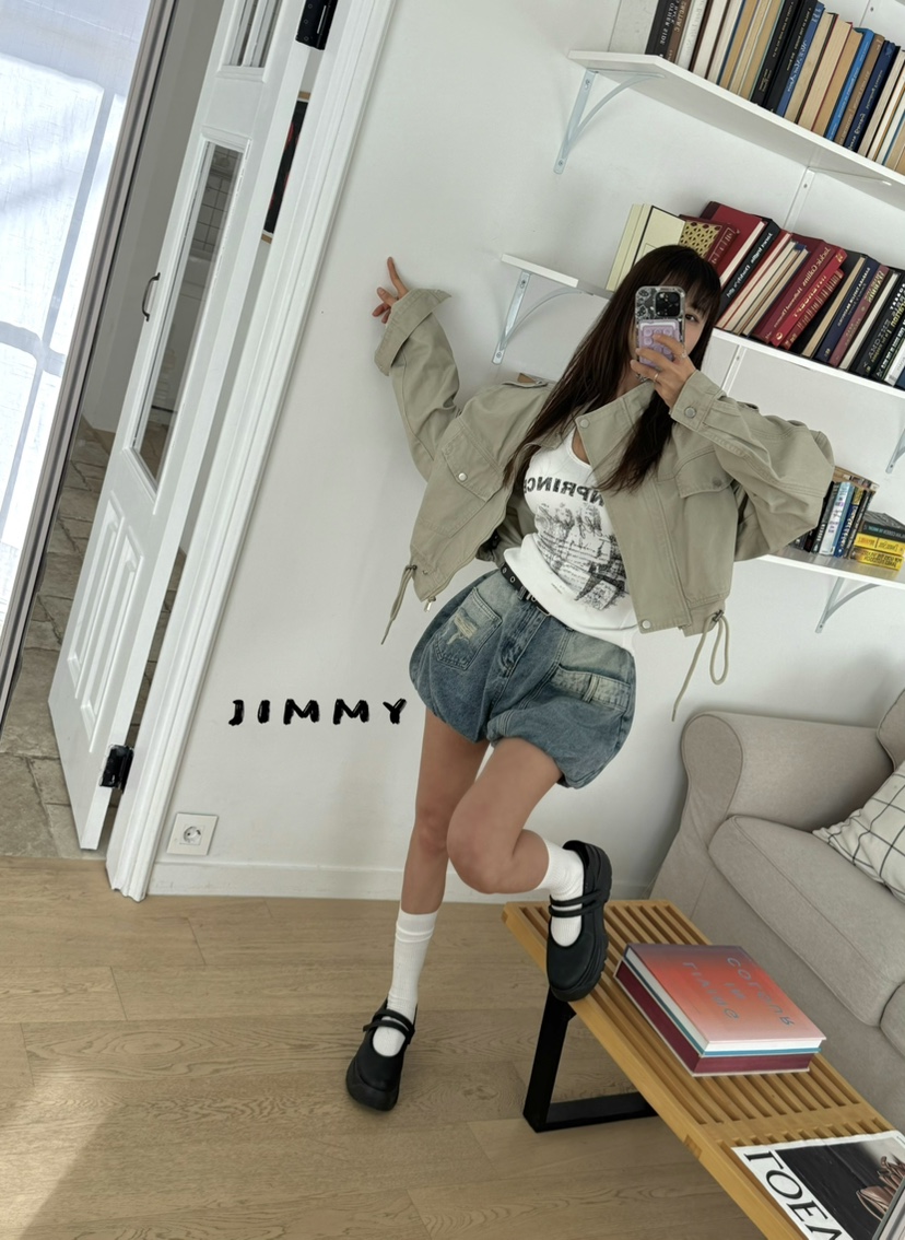 JIMMY韓國東大門直郵女裝新款時尚人氣休閑熱賣推薦夾克口袋JIMMY/REMAKE夾克