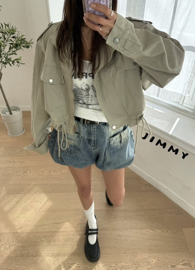 JIMMY韓國東大門直郵女裝新款時尚人氣休閑熱賣推薦夾克口袋JIMMY/REMAKE夾克