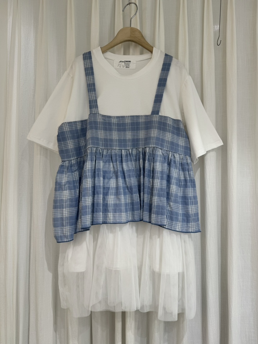 COKKIRI韓國東大門直郵女士新款26春夏職業T恤假兩件格紋COKKIRIT恤圖色1