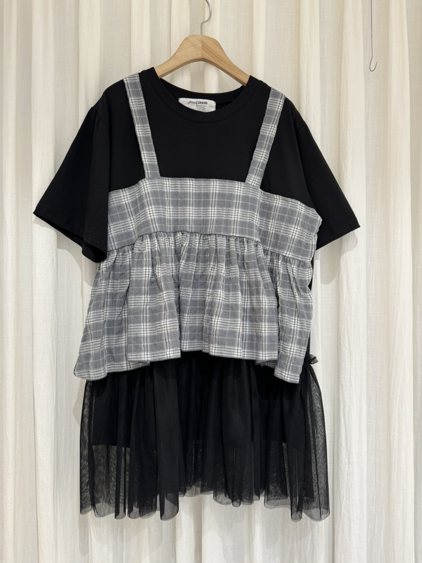 COKKIRI韓國東大門直郵女士新款26春夏職業T恤假兩件格紋COKKIRIT恤圖色3