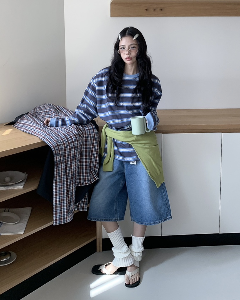 LIVE AID-P韓國直郵實拍女士新品推薦休閑時尚人氣長袖T恤LIVE AID-P長袖T恤