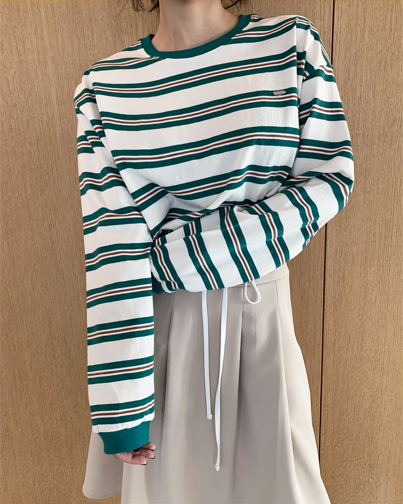 LIVE AID-P韓國直郵實拍女士新品推薦休閑時尚人氣長袖T恤LIVE AID-P長袖T恤