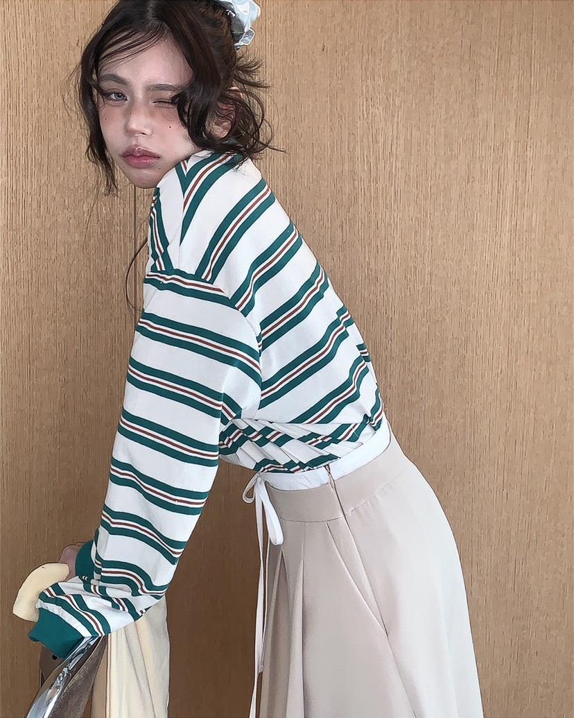 LIVE AID-P韓國直郵實拍女士新品推薦休閑時尚人氣長袖T恤LIVE AID-P長袖T恤