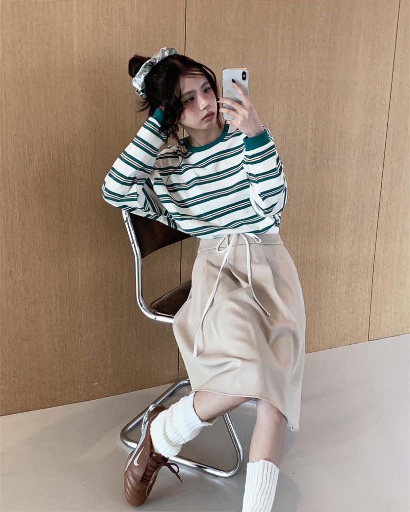 LIVE AID-P韓國直郵實拍女士新品推薦休閑時尚人氣長袖T恤LIVE AID-P長袖T恤