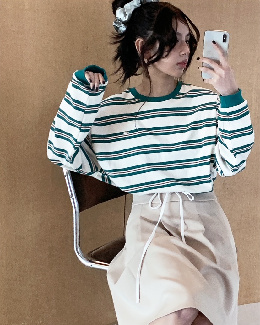 LIVE AID-P韓國直郵實拍女士新品推薦休閑時尚人氣長袖T恤LIVE AID-P長袖T恤