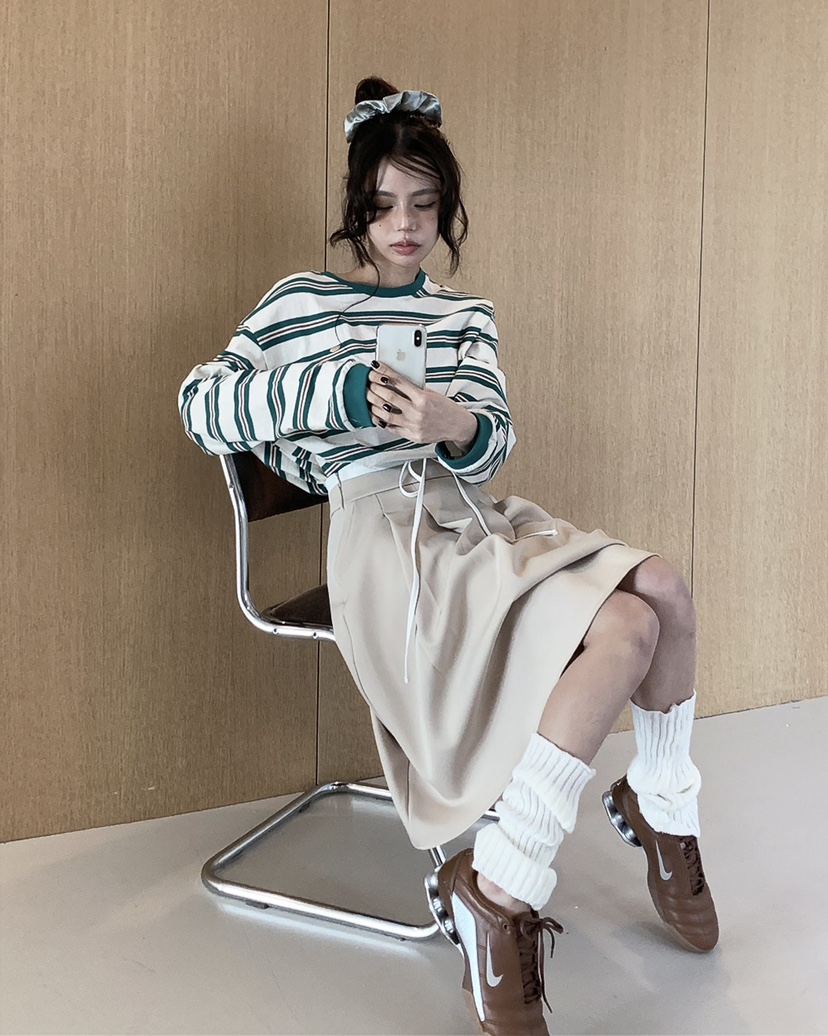 LIVE AID-P韓國直郵實拍女士新品推薦休閑時尚人氣長袖T恤LIVE AID-P長袖T恤