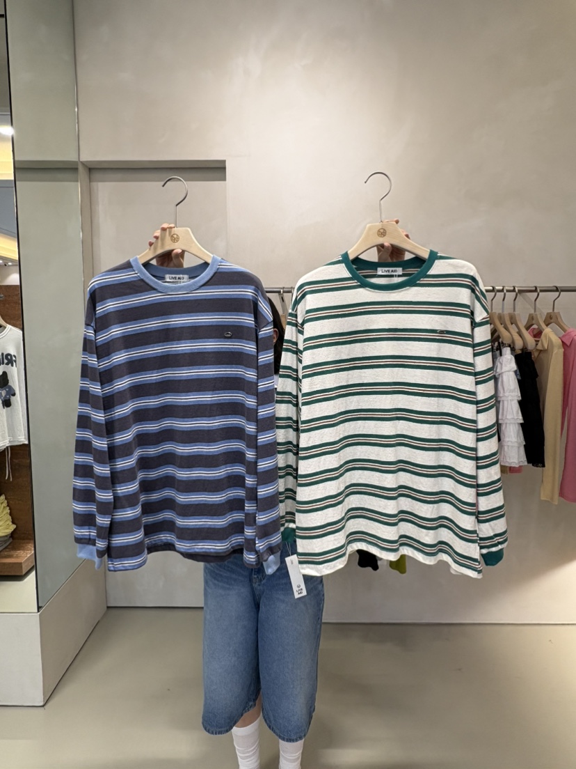 LIVE AID-P韓國直郵實拍女士新品推薦休閑時尚人氣長袖T恤LIVE AID-P長袖T恤