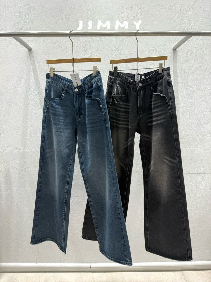 JIMMY韓國東大門直郵女士新款人氣推薦熱賣職業牛仔褲破洞JIMMY/REMAKE牛仔褲