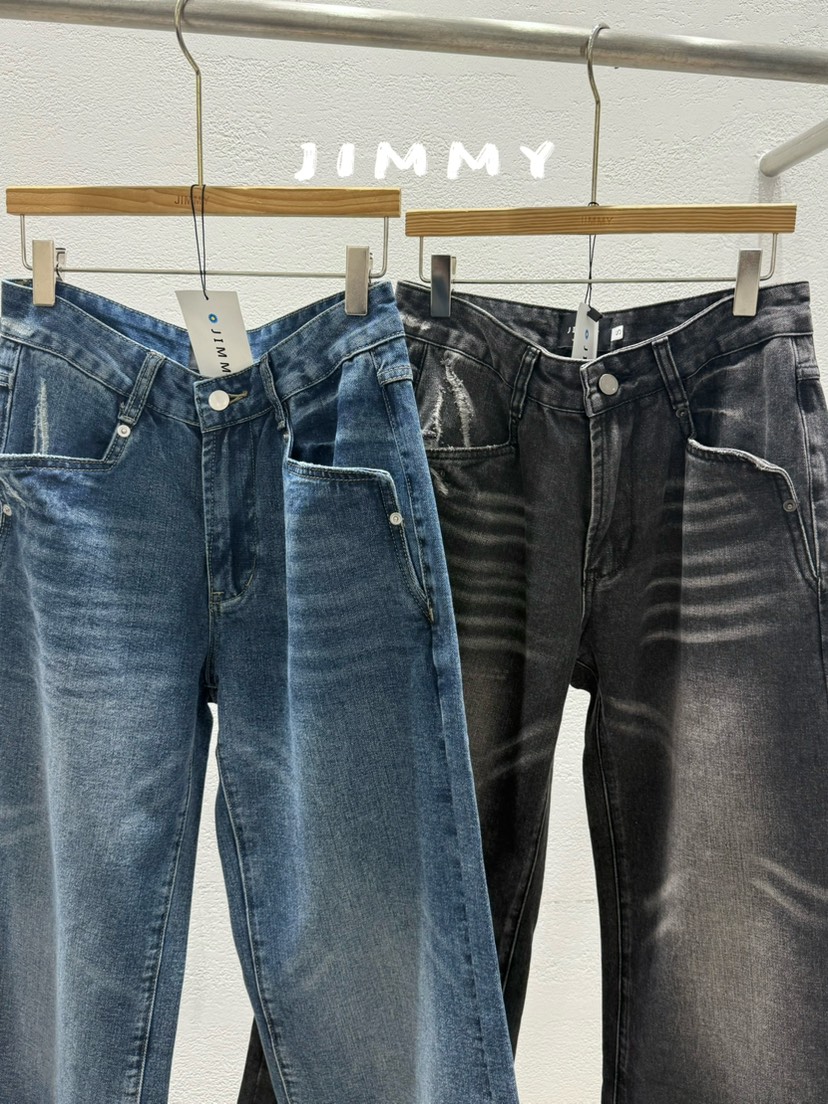 JIMMY韓國東大門直郵女士新款人氣推薦熱賣職業牛仔褲破洞JIMMY/REMAKE牛仔褲