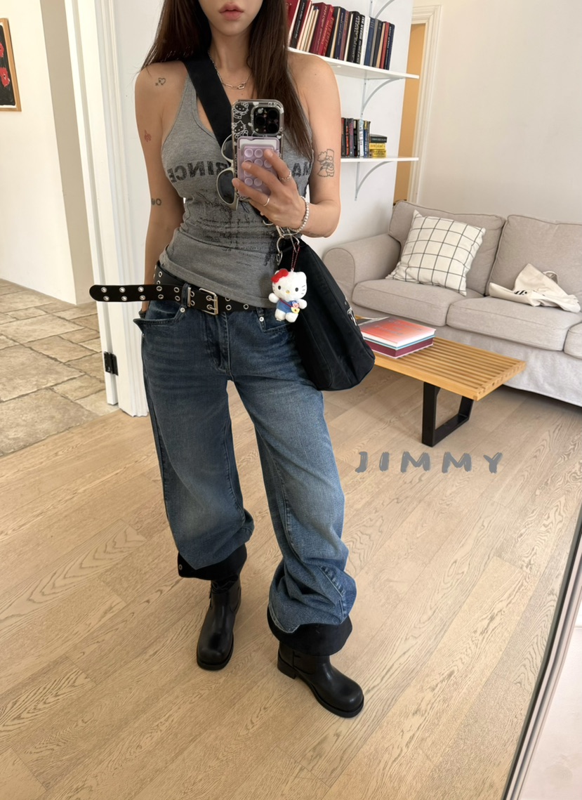 JIMMY韓國東大門直郵女士新款人氣推薦熱賣職業牛仔褲破洞JIMMY/REMAKE牛仔褲