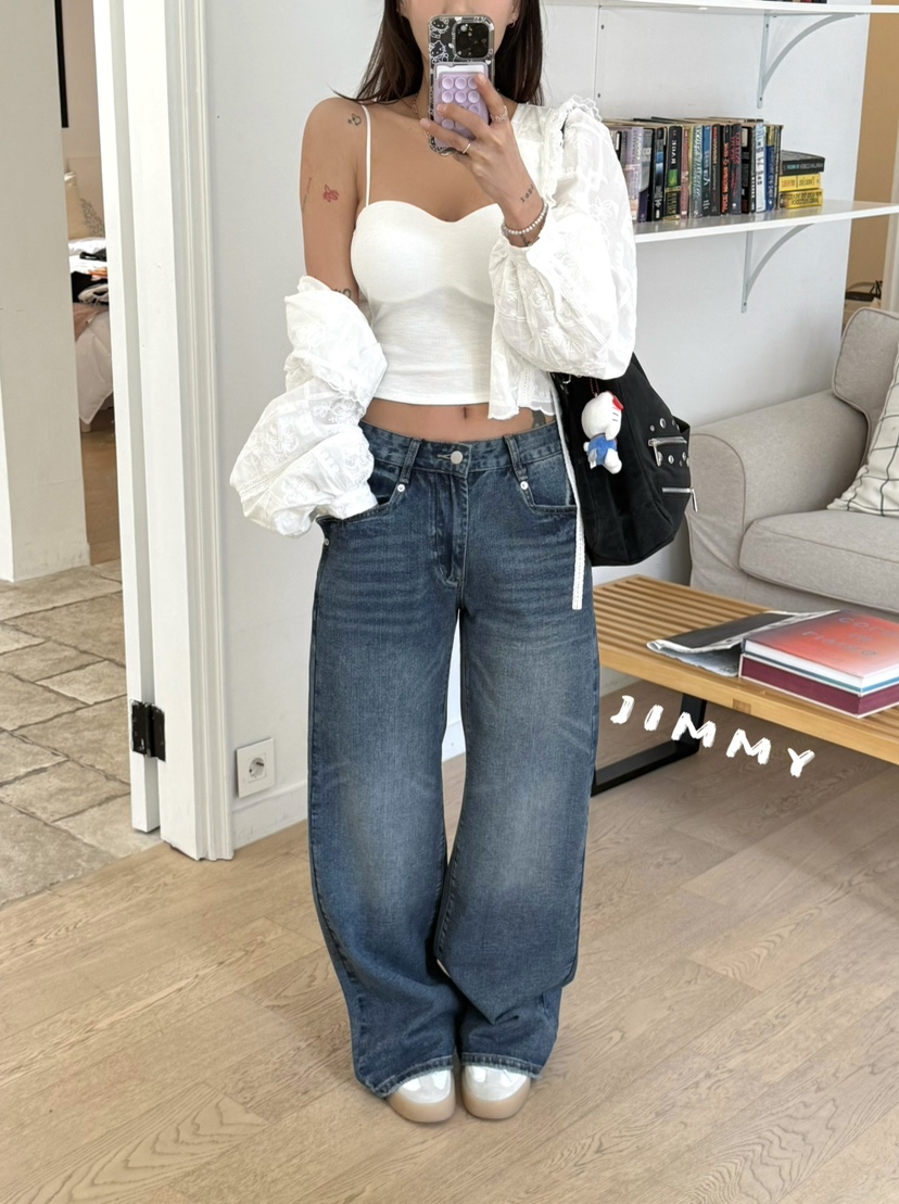 JIMMY韓國東大門直郵女士新款人氣推薦熱賣職業牛仔褲破洞JIMMY/REMAKE牛仔褲