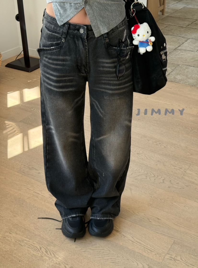 JIMMY韓國東大門直郵女士新款人氣推薦熱賣職業牛仔褲破洞JIMMY/REMAKE牛仔褲