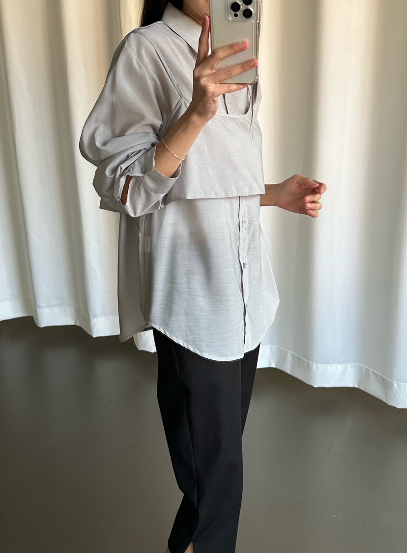 LE VASE韓國東大門代購女士新款26春夏職業推薦襯衫蕾絲衫LE VASE襯衫/蕾絲衫