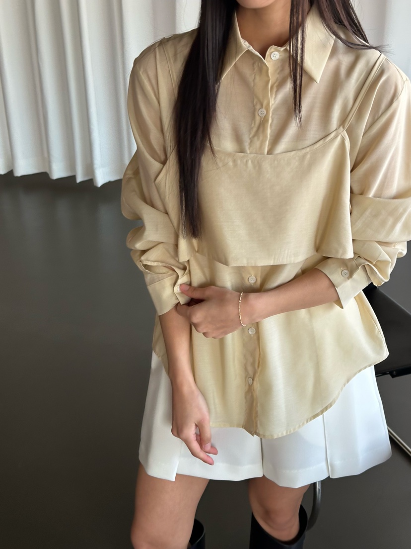 LE VASE韓國東大門代購女士新款26春夏職業推薦襯衫蕾絲衫LE VASE襯衫/蕾絲衫