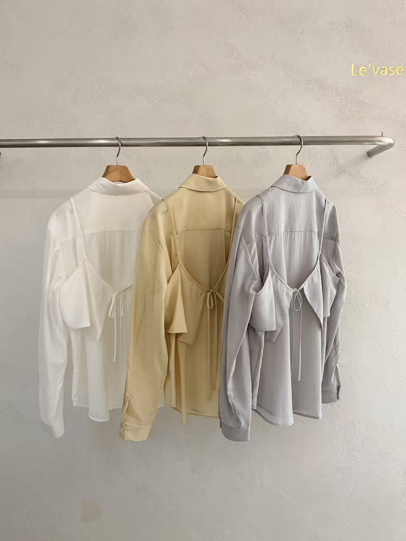 LE VASE韓國東大門代購女士新款26春夏職業推薦襯衫蕾絲衫LE VASE襯衫/蕾絲衫