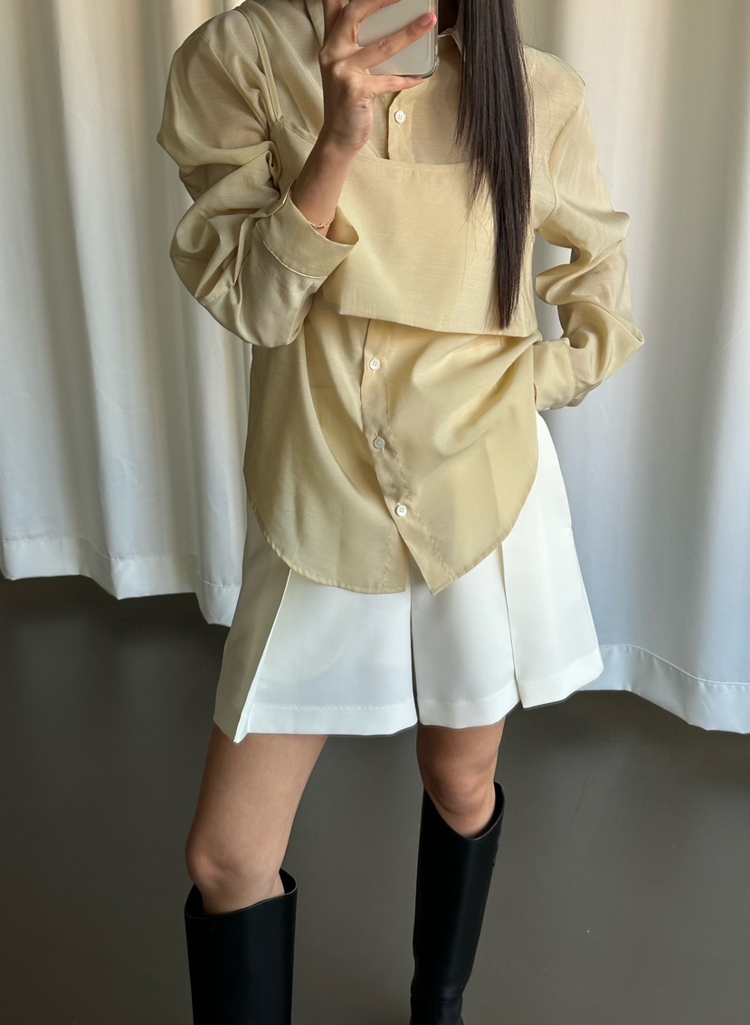 LE VASE韓國東大門代購女士新款26春夏職業推薦襯衫蕾絲衫LE VASE襯衫/蕾絲衫圖色1