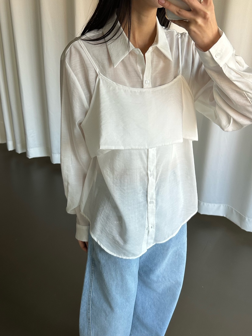 LE VASE韓國東大門代購女士新款26春夏職業推薦襯衫蕾絲衫LE VASE襯衫/蕾絲衫圖色2