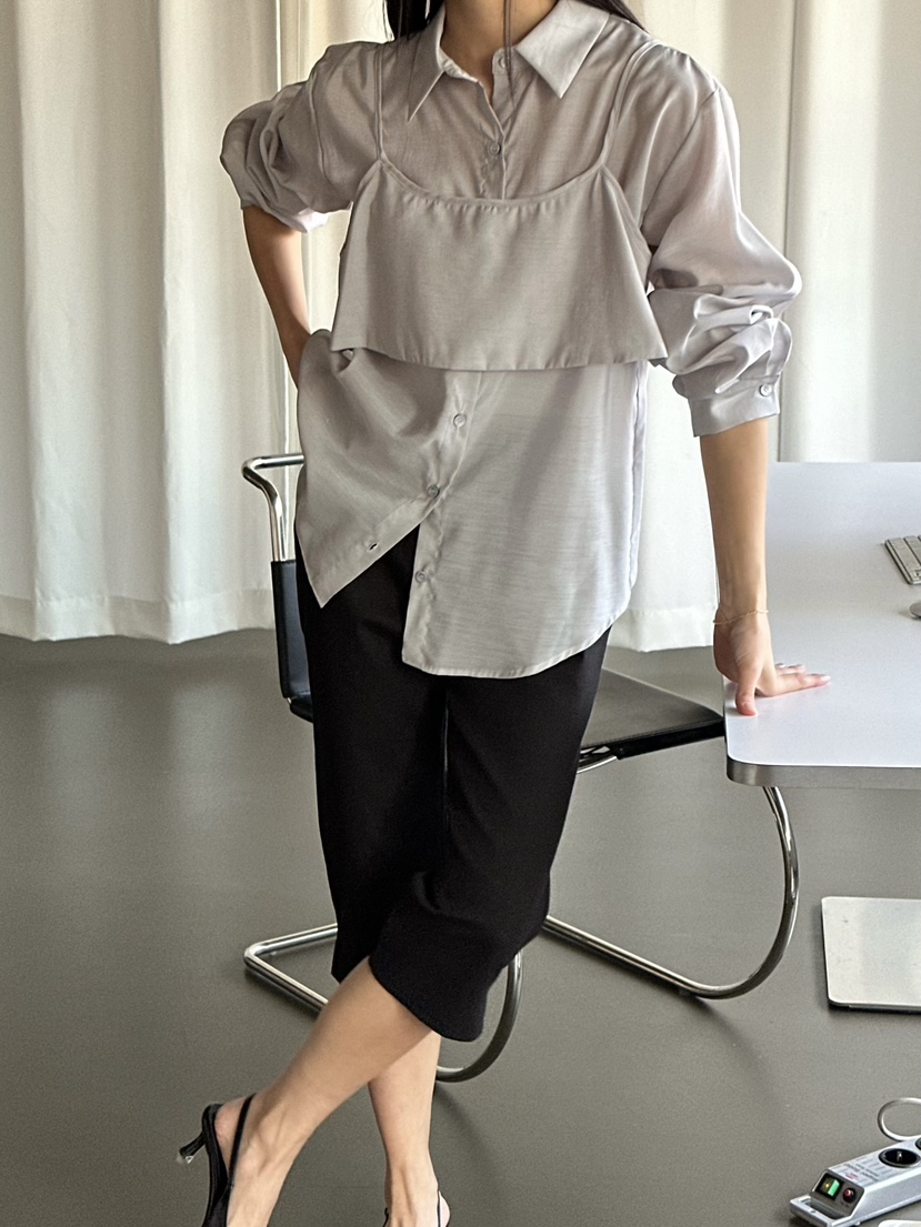 LE VASE韓國東大門代購女士新款26春夏職業推薦襯衫蕾絲衫LE VASE襯衫/蕾絲衫圖色3