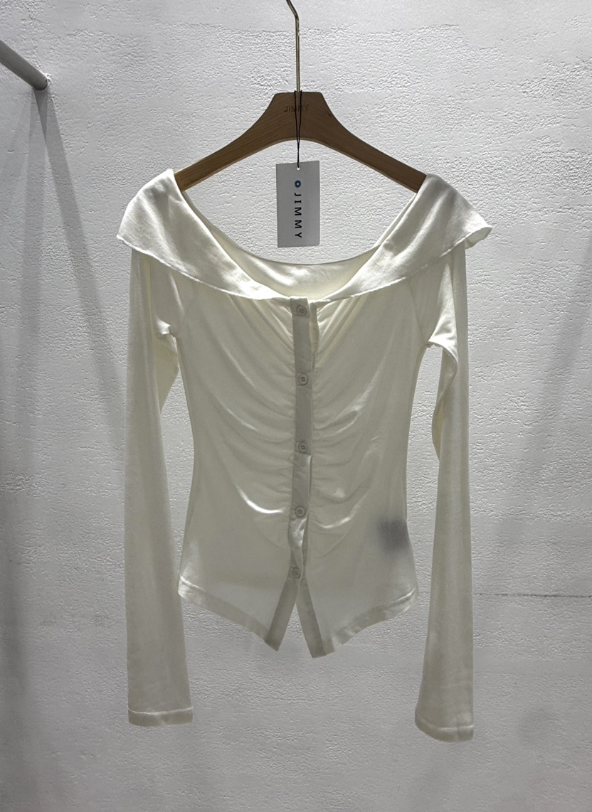 JIMMY韓國東大門代購女士新款推薦人氣休閑26春夏長袖T恤褶皺JIMMY/REMAKE長袖T恤圖色2