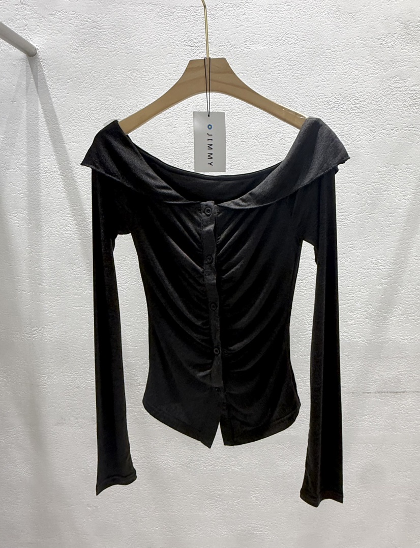 JIMMY韓國東大門代購女士新款推薦人氣休閑26春夏長袖T恤褶皺JIMMY/REMAKE長袖T恤圖色3