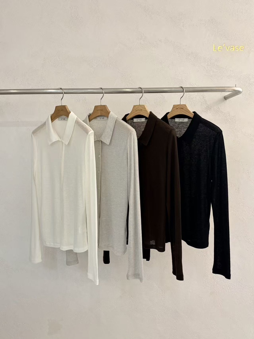 LE VASE韓國東大門直郵女士新品推薦休閑職業時尚長袖T恤LE VASE長袖T恤