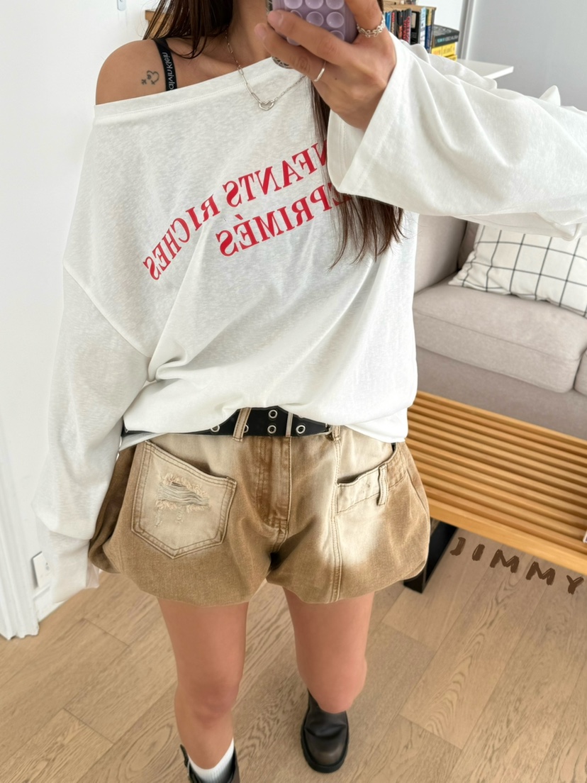 JIMMY韓國直郵女士新品熱賣休閑人氣職業26春夏推薦長袖T恤JIMMY/REMAKE長袖T恤