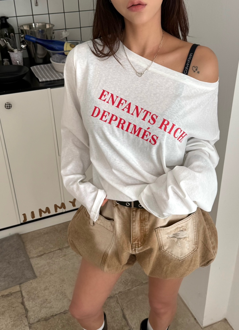 JIMMY韓國直郵女士新品熱賣休閑人氣職業26春夏推薦長袖T恤JIMMY/REMAKE長袖T恤