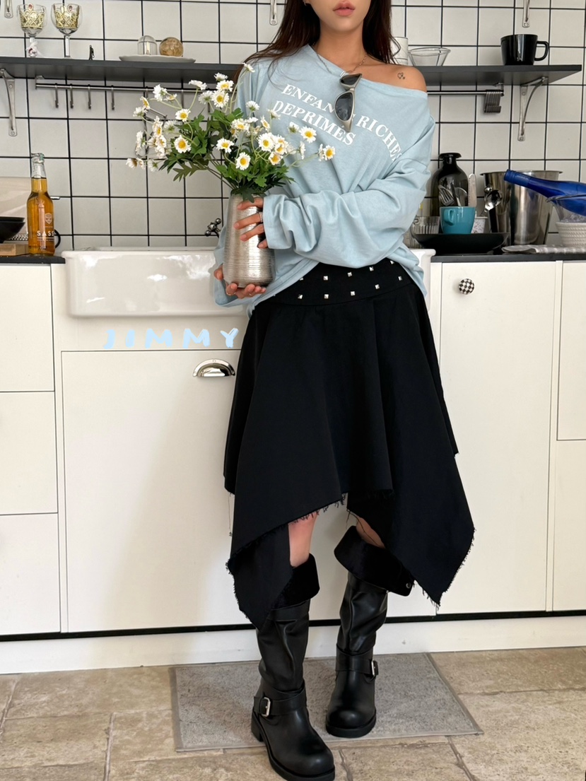 JIMMY韓國直郵女士新品熱賣休閑人氣職業26春夏推薦長袖T恤JIMMY/REMAKE長袖T恤