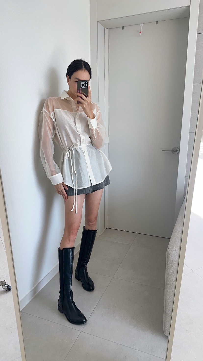 SOUIT韓國直郵實拍女裝新品熱賣職業時尚襯衫蕾絲衫歐根紗SOUIT by mabel-L襯衫/蕾絲衫