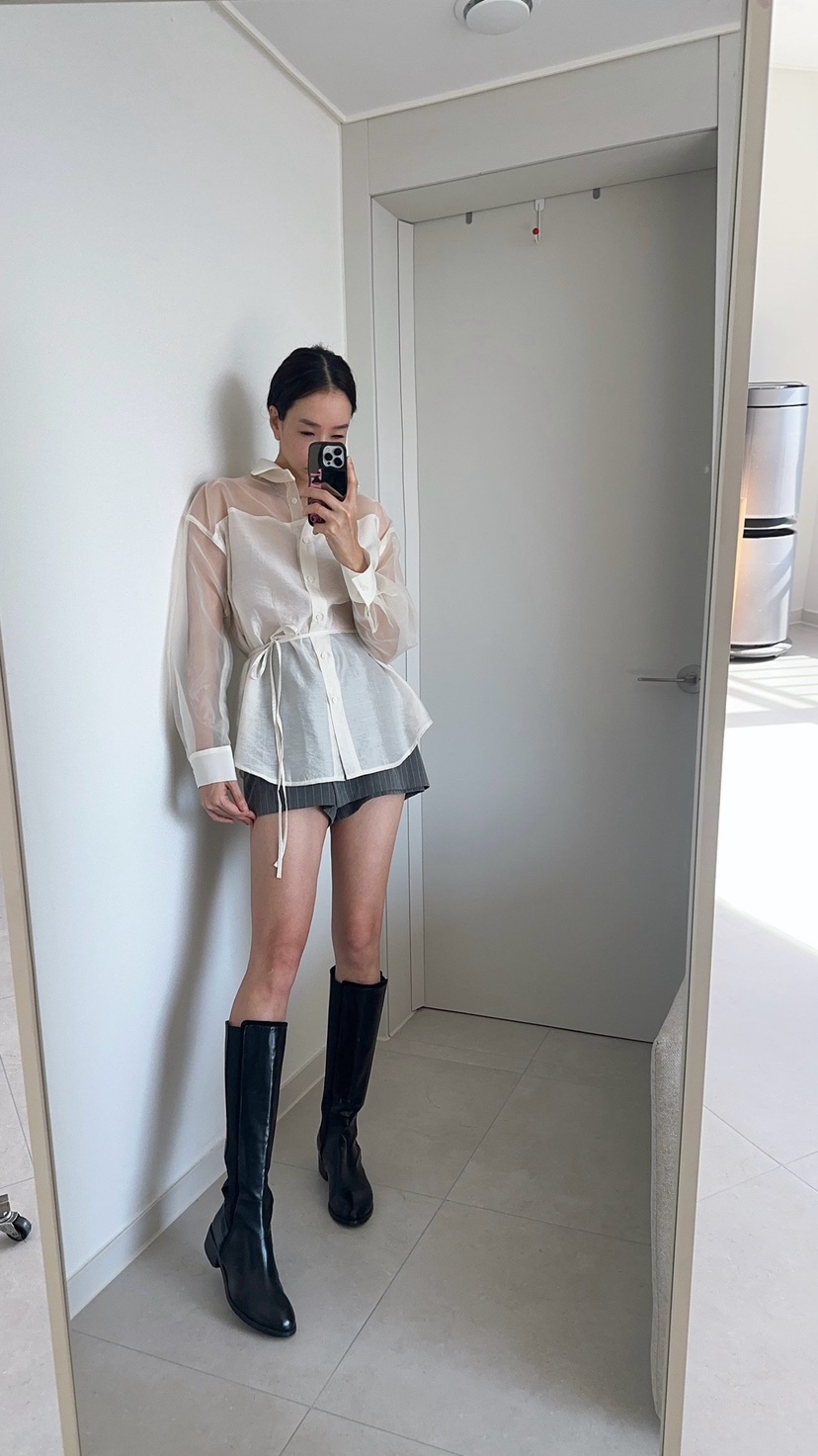 SOUIT韓國直郵實拍女裝新品熱賣職業時尚襯衫蕾絲衫歐根紗SOUIT by mabel-L襯衫/蕾絲衫