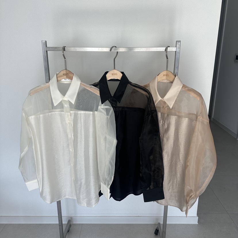 SOUIT韓國直郵實拍女裝新品熱賣職業時尚襯衫蕾絲衫歐根紗SOUIT by mabel-L襯衫/蕾絲衫