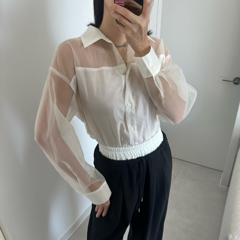 SOUIT韓國直郵實拍女裝新品熱賣職業時尚襯衫蕾絲衫歐根紗SOUIT by mabel-L襯衫/蕾絲衫圖色1