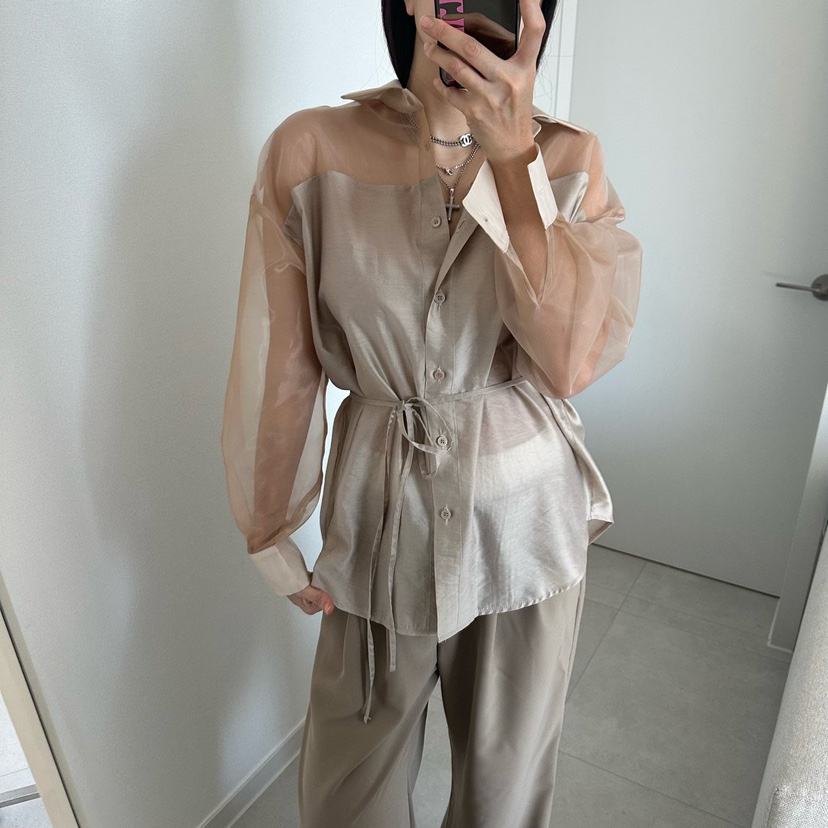 SOUIT韓國直郵實拍女裝新品熱賣職業時尚襯衫蕾絲衫歐根紗SOUIT by mabel-L襯衫/蕾絲衫圖色3