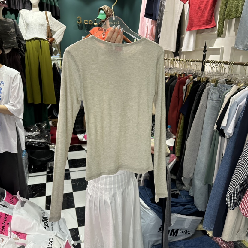 3COLOR韓國直郵實拍女裝新品26春夏長袖T恤不含內搭Three color長袖T恤