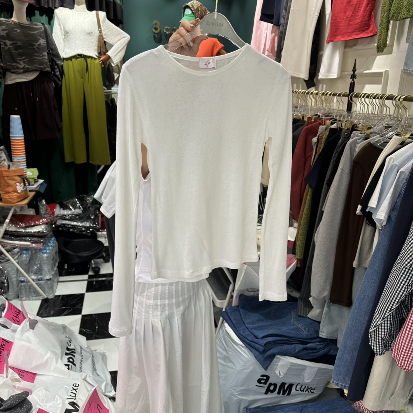 3COLOR韓國直郵實拍女裝新品26春夏長袖T恤不含內搭Three color長袖T恤圖色1